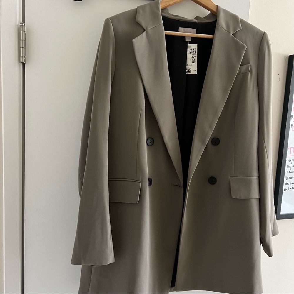Oversized, boyfriend-fit taupe blazer, H&M